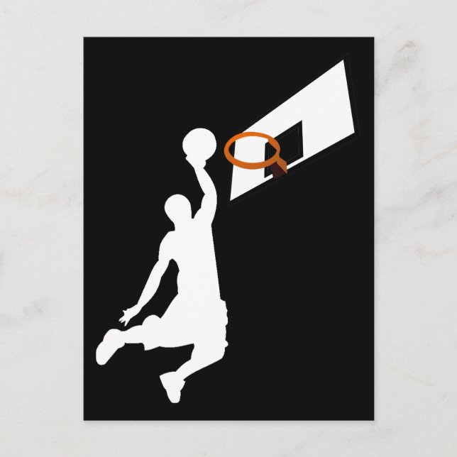 Slam Dunk Basketball Player - White Silhouette Postcard (Front)