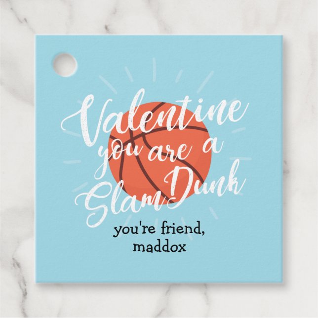 Slam Dunk Basketball Valentine Favour Tags (Front)