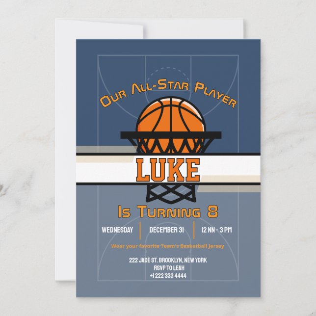 Slam Dunk Birthday Bash Invitation (Front)