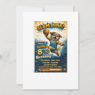 Slam Dunk Birthday Invitation – Fun Basketball Kid