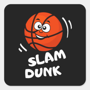Slam Dunk Funny Basketball Kids Sport Square Sticker