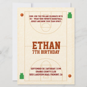 Slam Dunk Kids Basketball Birthday Invitation