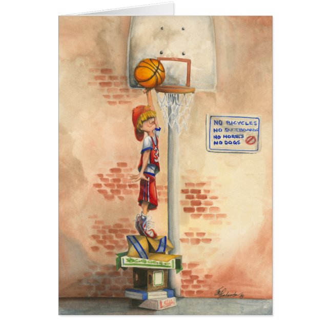 Slam Dunk on Basketball Hoop by Jay Throckmorton (Front)