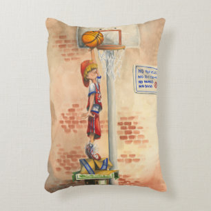 Slam Dunk on Basketball Hoop by Jay Throckmorton Decorative Cushion