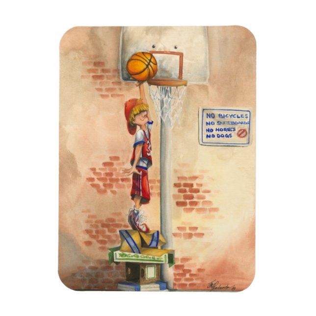 Slam Dunk on Basketball Hoop by Jay Throckmorton Magnet (Vertical)