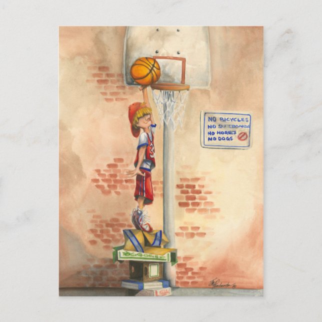 Slam Dunk on Basketball Hoop by Jay Throckmorton Postcard (Front)