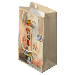Slam Dunk on Basketball Hoop by Jay Throckmorton Small Gift Bag