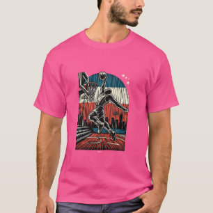 SLAM DUNK ON OUTDOOR CITY BASKETBALL COURT IN USA T-Shirt