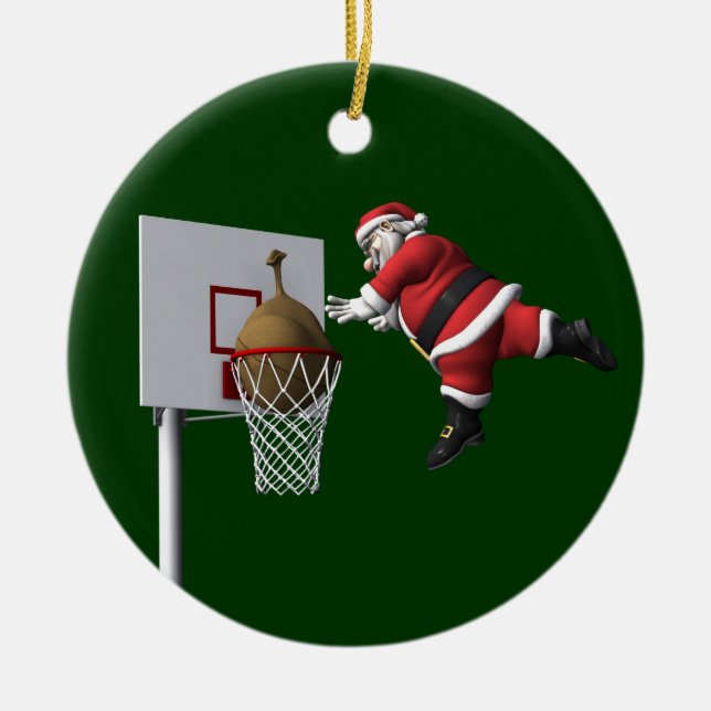 Slam Dunk Santa Claus Ceramic Tree Decoration (Front)