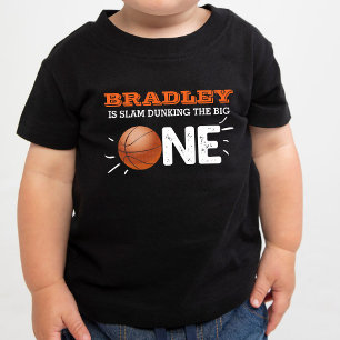 Slam Dunking The Big One Basketball 1st Birthday Baby T-Shirt