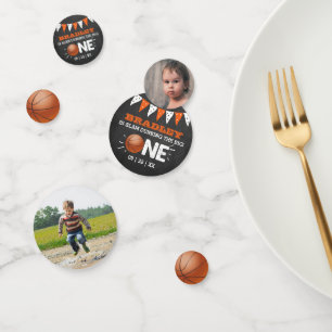 Slam Dunking The Big One   Basketball 1st Birthday Confetti