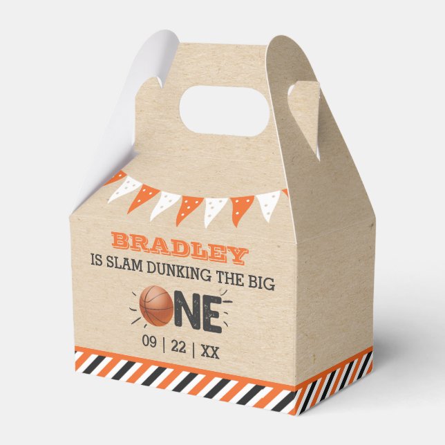 Slam Dunking The Big One | Basketball 1st Birthday Favour Box (Front Side)