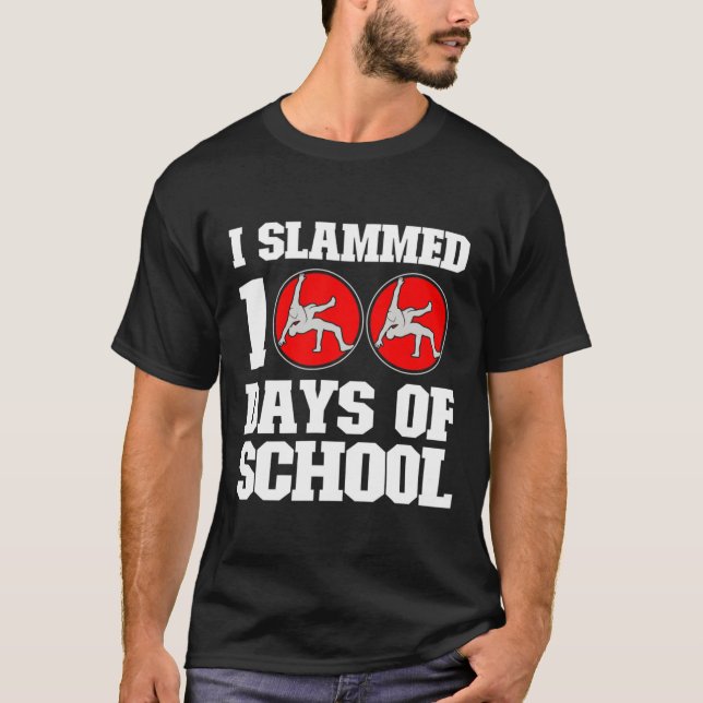 Slammed 100 Days Of School Wrestling 100th Day Boy T-Shirt (Front)