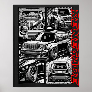 Slammed Renegade Widebody Turbo Comic Graphic Poster