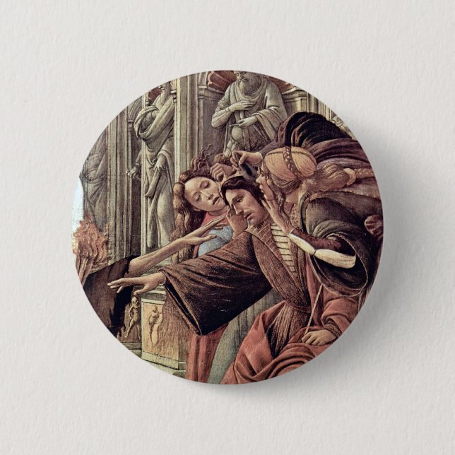 Slander  By Botticelli Sandro (Best Quality) 6 Cm Round Badge (Front)