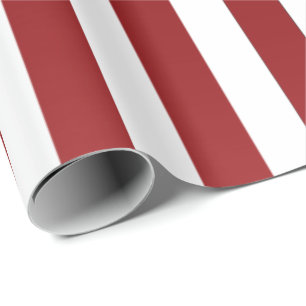 Slant Big Stripes Burgundy Red Metallic White Wrapping Paper