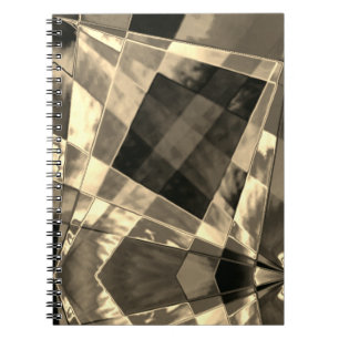 Slanted and frayed rectangles overlapping notebook