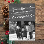 Slanted Chalkboard Holiday Photo Flat Card<br><div class="desc">Elegant and stylish Slanted Chalkboard Holiday Photo Flat Card in grey featuring an art deco border and a trendy chalkboard look background. This chic and trendy photo card is easy to customise with a charming family photo and customised Christmas greeting. Click "Customise It" for more personalisation options.</div>