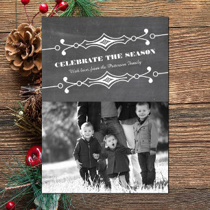 Slanted Chalkboard Holiday Photo Flat Card
