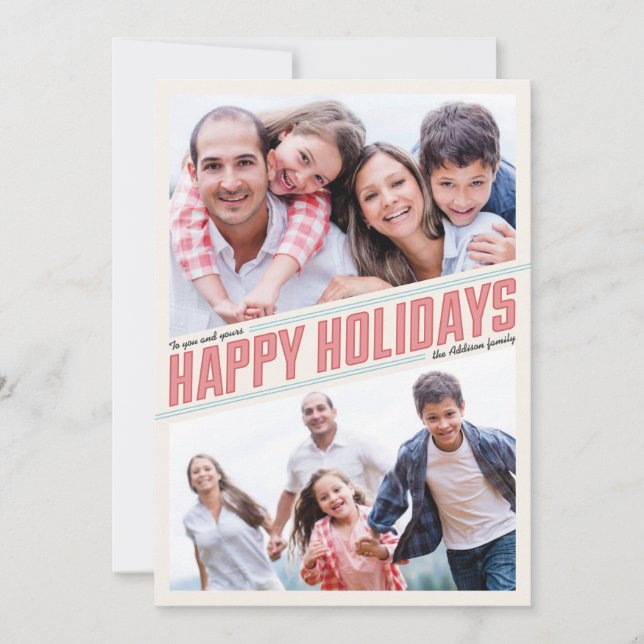 Slanted Happy Holidays 2 Photo Card (Front)
