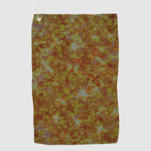 Slanted orange stripes stained with plaid golf towel