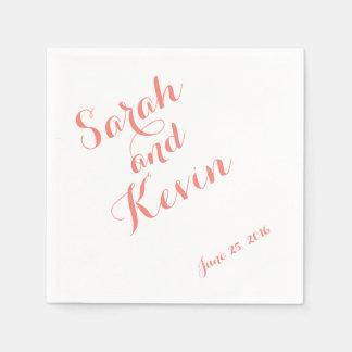Slanted Script Elegant Wedding Paper Napkins
