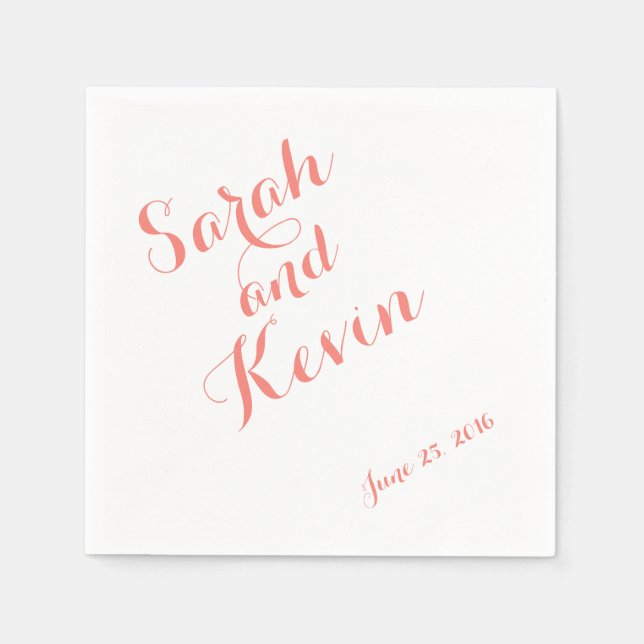Slanted Script Elegant Wedding Paper Napkins (Front)