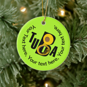 Slanted Tuba Text Ceramic Tree Decoration