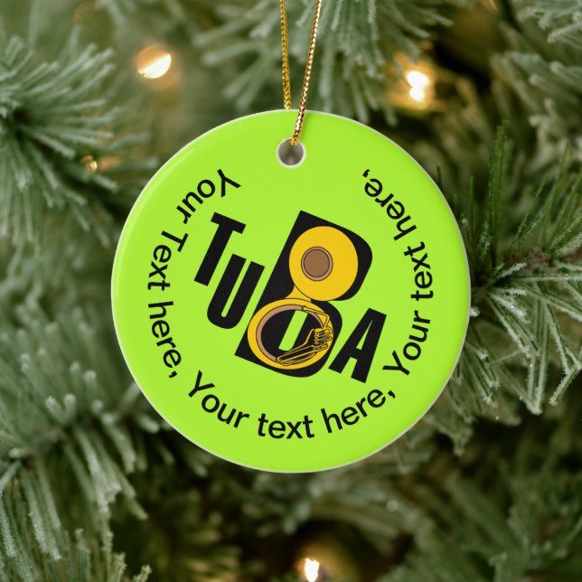 Slanted Tuba Text Ceramic Tree Decoration (Tree)