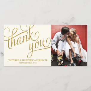 SLANTED WEDDING THANK YOU PHOTO CARD