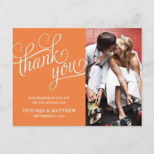 SLANTED WEDDING THANK YOU POST CARD