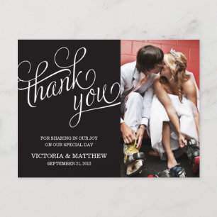 SLANTED   WEDDING THANK YOU POST CARD