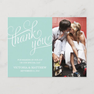 SLANTED   WEDDING THANK YOU POST CARD