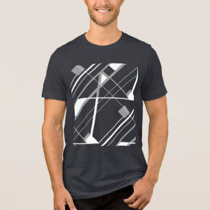 Slanted White Grey Lines Shapes Abstract MCM Look Tri-Blend Shirt