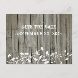 Slanted Wood Save the Date Announcement Postcard