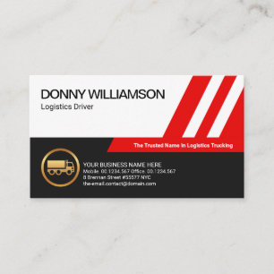 Slanting Red Logistics Lines Truck Transport Business Card