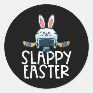 Slappy Easter Ice Hockey Helmet Bunny Men Boys Kid Classic Round Sticker