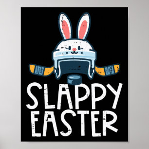 Slappy Easter Ice Hockey Helmet Bunny Men Boys Kid Poster