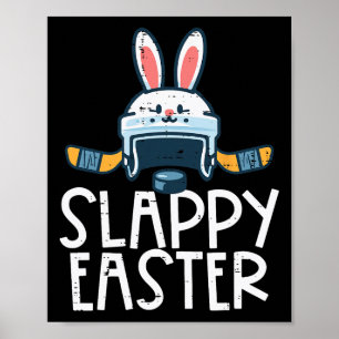 Slappy Easter Ice Hockey Helmet Bunny Men Boys Kid Poster