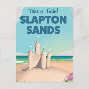 Slapton Sands, Devon sandcastle vintage poster Postcard