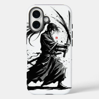Slash of the Wind: The Ink Samurai 「風を斬る — 墨の侍」 iPhone 16 Case