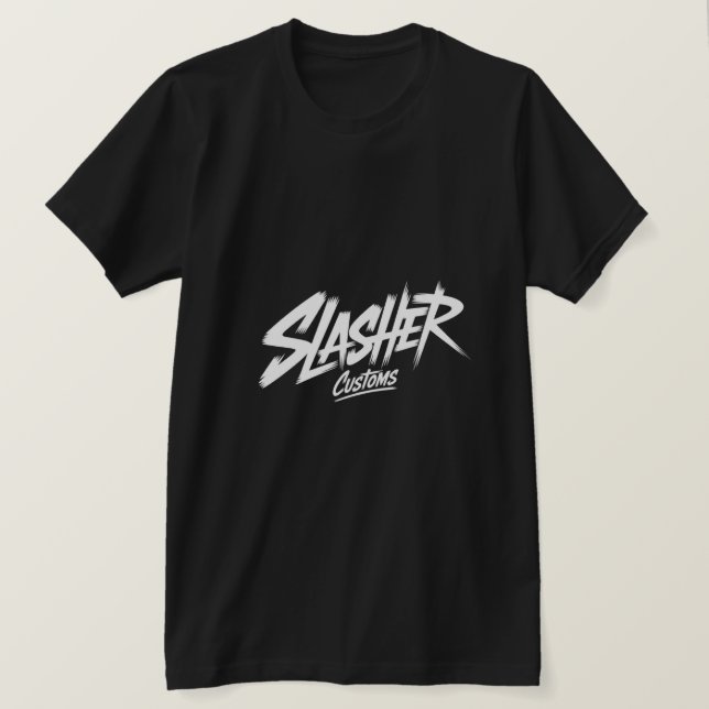 Slasher Customs Edgy Brush Typography  T-Shirt (Design Front)