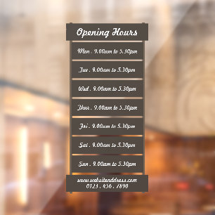 Slat Sign Effect Opening Hours Window Cling