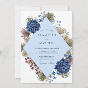 Slate Allium Dried Grass Eucalyptus Wedding Invitation