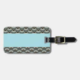 Slate and Light Blue Art Deco Curve Pattern Luggage Tag