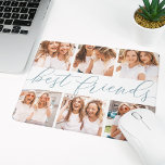 Slate | Best Friends Photo Collage Mouse Mat<br><div class="desc">Celebrate friendship with your besties with this cool photo collage mousepad featuring 6 favourite photos,  with “best friends” in the centre in smoky blue-green hand lettered calligraphy script lettering.</div>