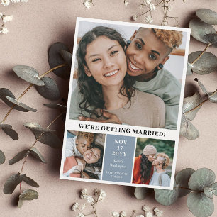 Slate Blue 3 Photo Collage Modern Save the Date