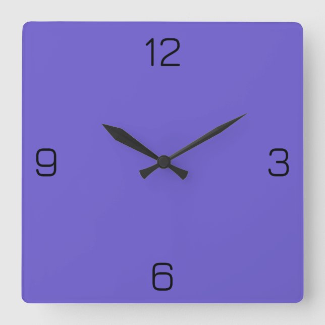 Slate Blue 6A5ACD Colour - Option to Add Name Square Wall Clock (Front)