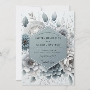 Slate Blue Aura Floral Wedding Invitation