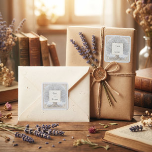 Slate Blue Baroque Gnarled Tree Frame Wedding Square Sticker